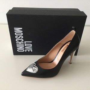 NIB Love Moschino Shoes Sz 8.5 Leather Heel Pump